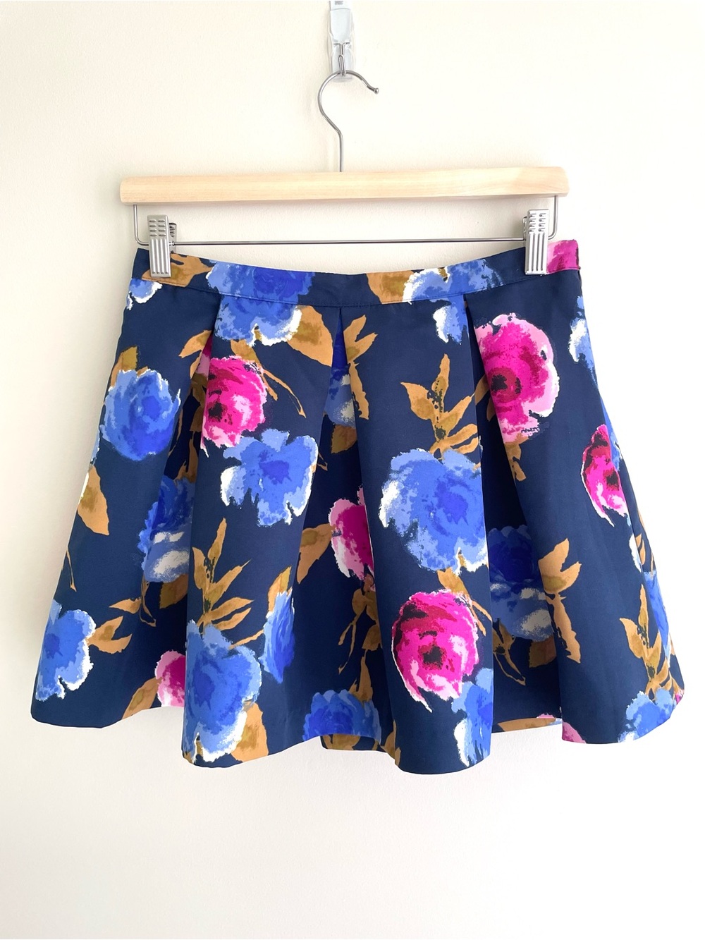Forever 21 Garden Party Feminine Navy Floral Circle Skirt Pink Rosettes